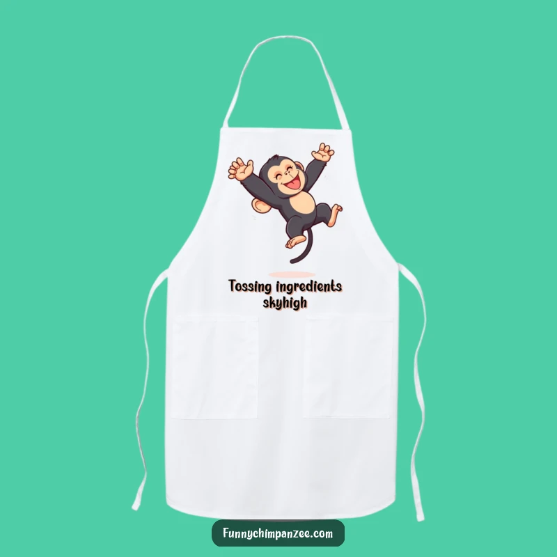 Funny Kawaii Chimpanzee Apron: Energetic Somersault Kitchen Fun Gift