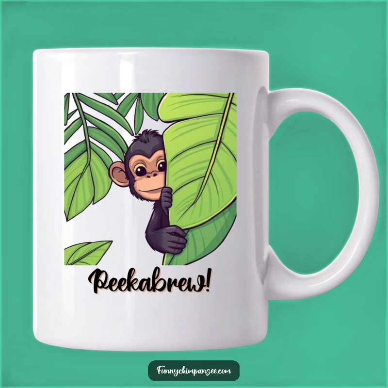 Funny Kawaii Chimpanzee Peek-a-Boo Mug: Hidden Jungle Humor Gift