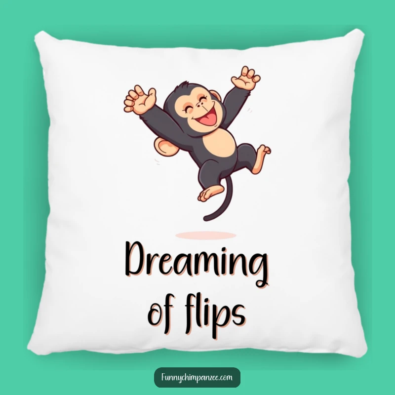 Funny Kawaii Chimpanzee Pillow: Playful Somersault Accent Pillow Gift