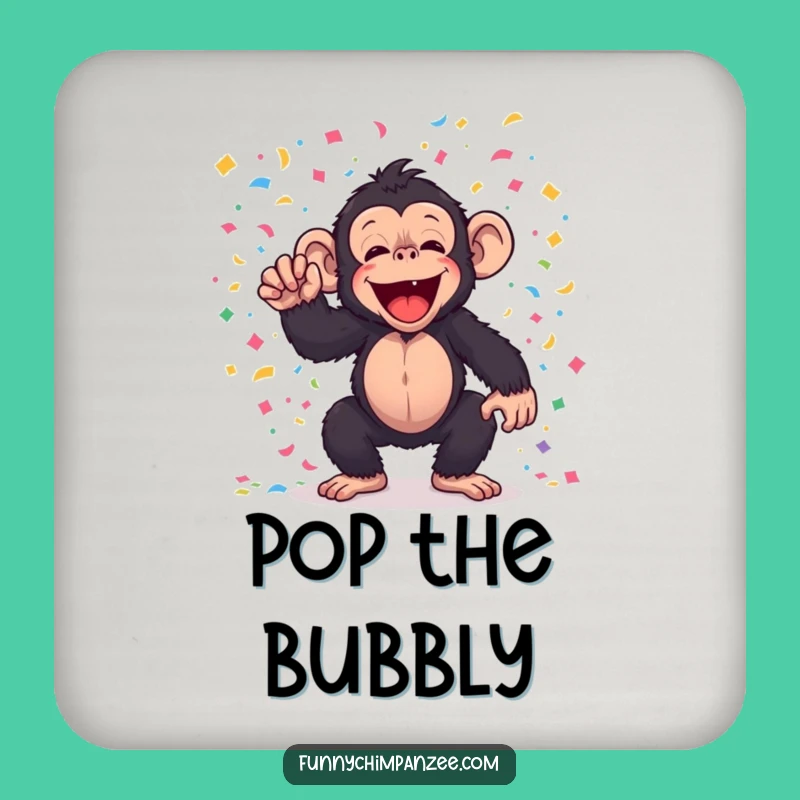Funny Kawaii Chimp Confetti Coaster Set - Hilarious Protection for Party Tables!