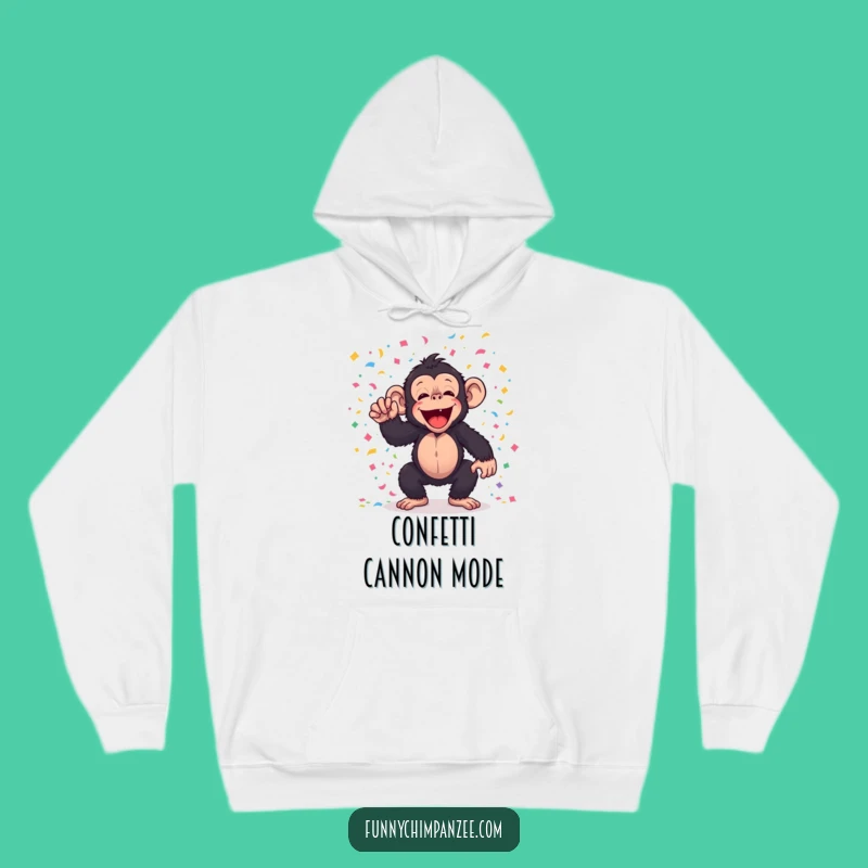 Cozy Funny Kawaii Chimp Confetti Hoodie - Warm & Hilarious Party Gift!