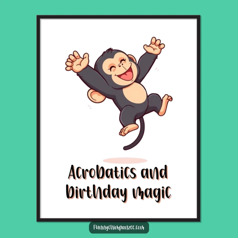 Funny Free Printable Wall Art: Kawaii Chimp Somersault, Energetic Downloadable Decor!
