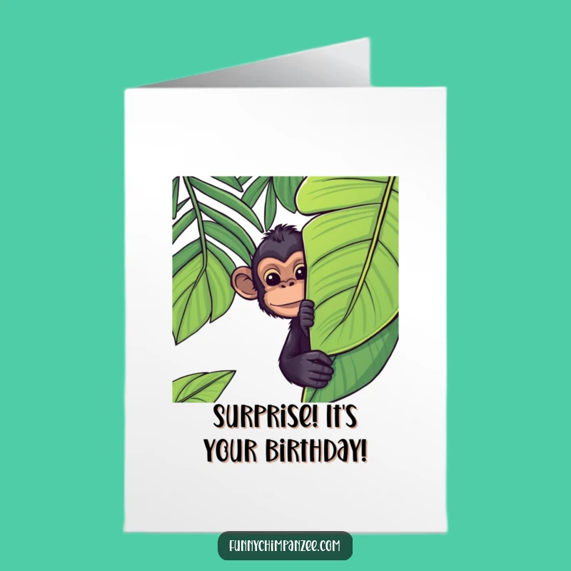 Free Printable Birthday Card: Funny Kawaii Chimp Peeking, Surprise Downloadable Gift!