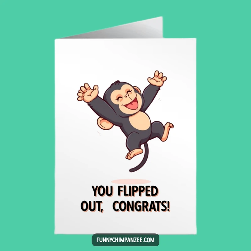 Congrats Free Printable Card: Funny Kawaii Chimp Somersault, Awesome Downloadable Gift!