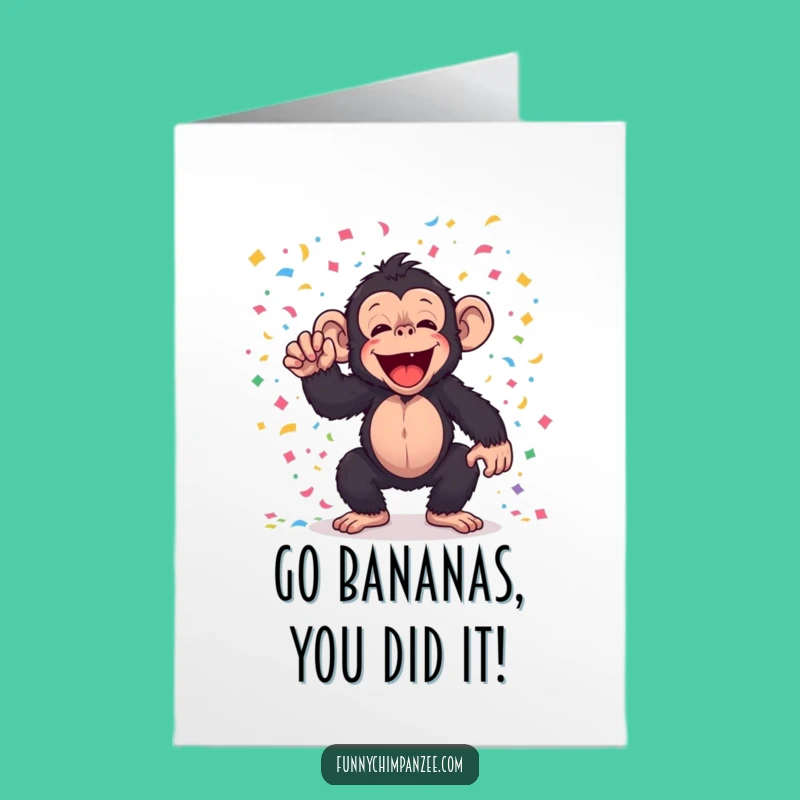 Free Printable Congrats Card: Funny Chimp Confetti Shower, Downloadable & Print at Home
